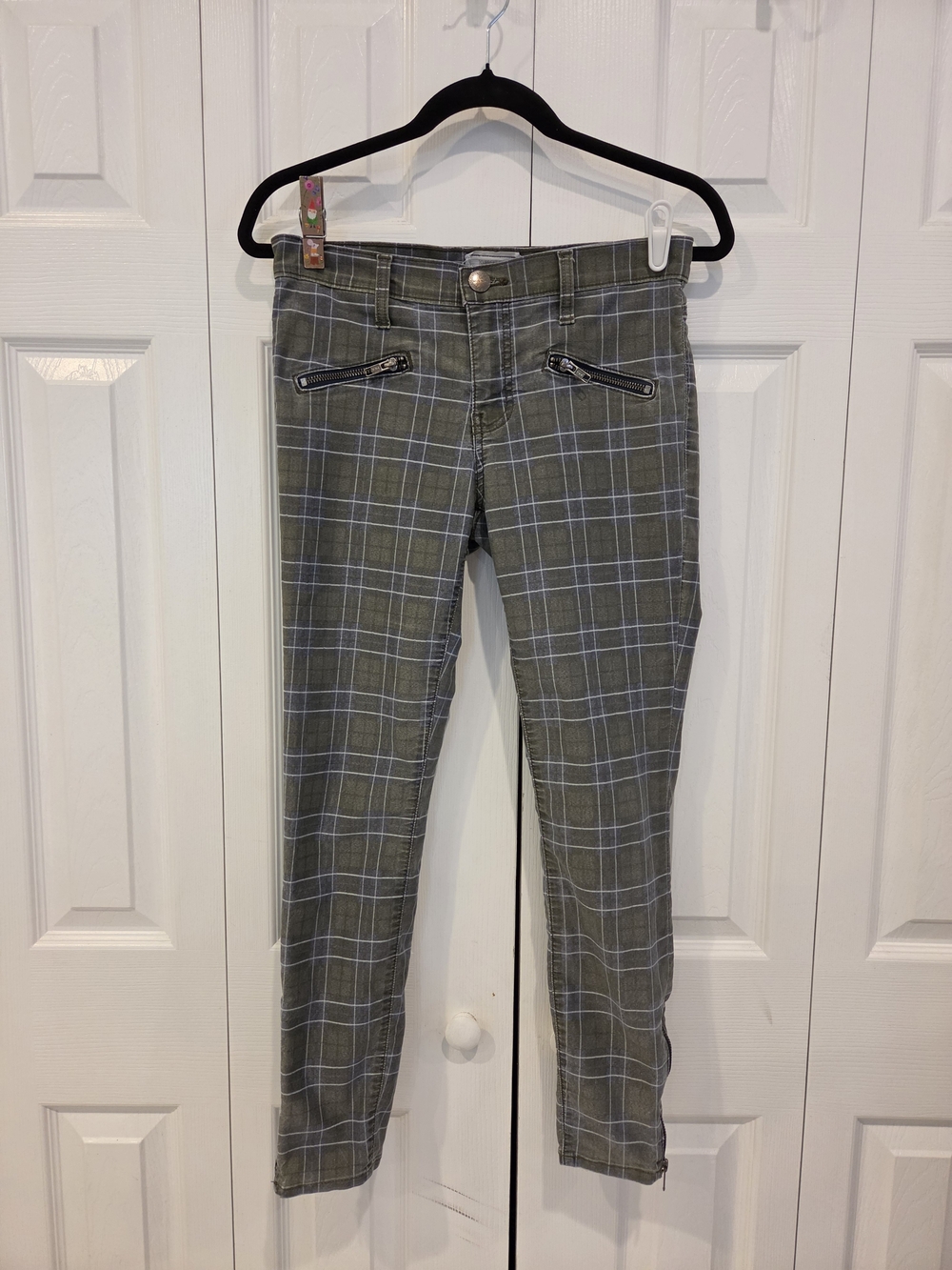 Current/Elliot Soho Zip Stiletto Plaid Skinny Pants